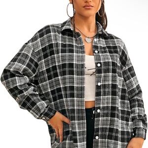 Black and White Oversized Button Down Shirt